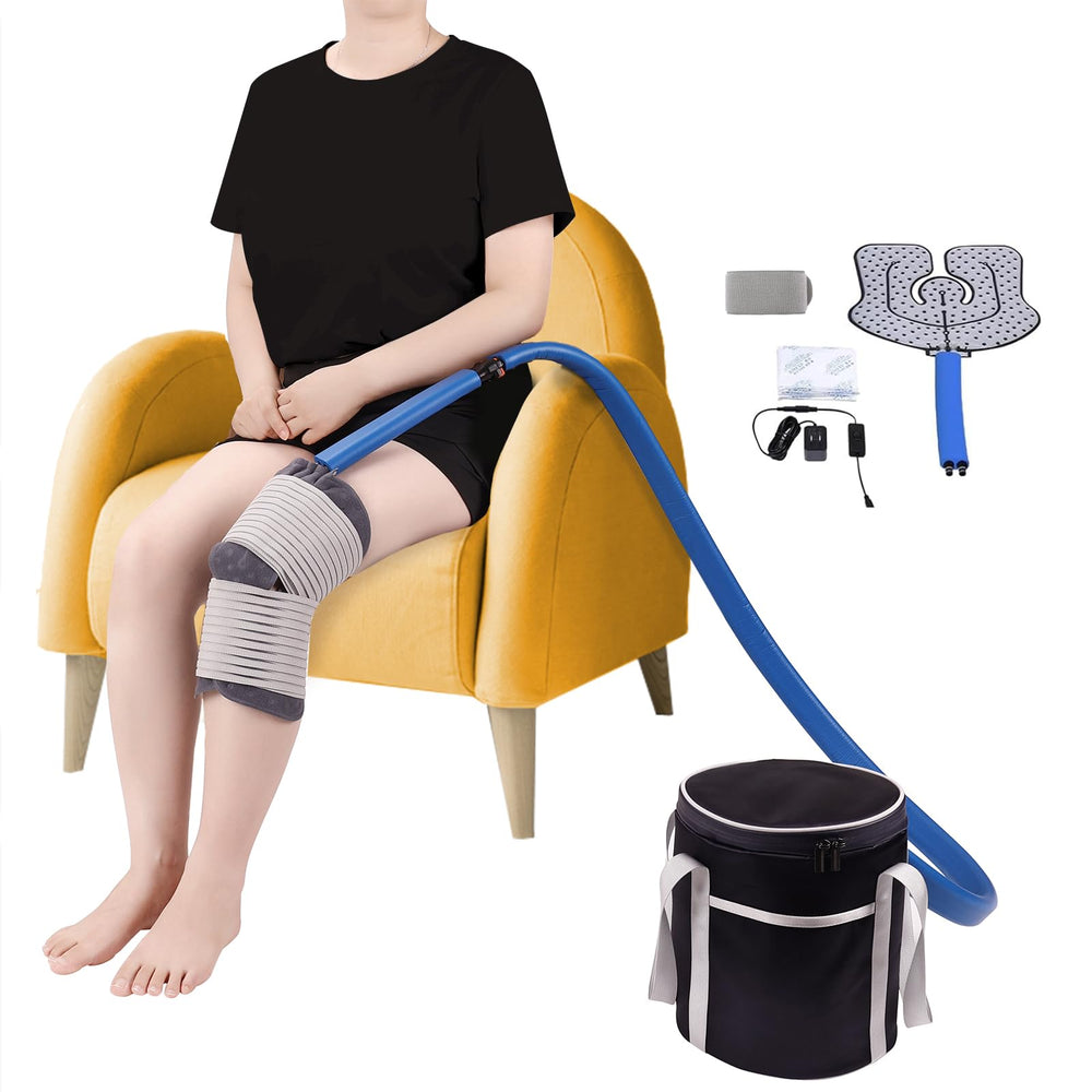 Veanvoky cold therapy system front view with compact unit for at-home use.
