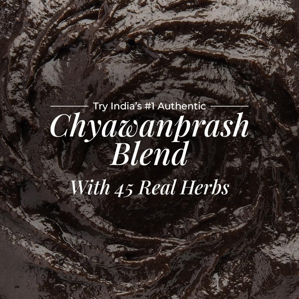 VEDA Chyawanprash spice mix close-up; reveals 40+ herbs and aromatic spices.
