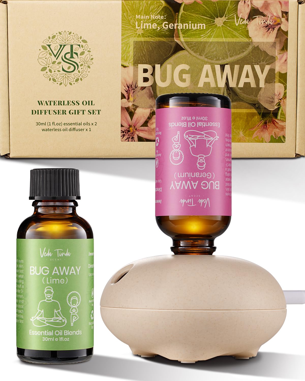 Veda Tinda Scent geranium oil bottle for natural aroma and insect deterrence.
