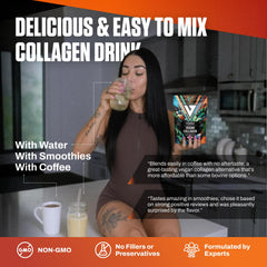 VEDGE collagen powder easily dissolves in hot beverages.