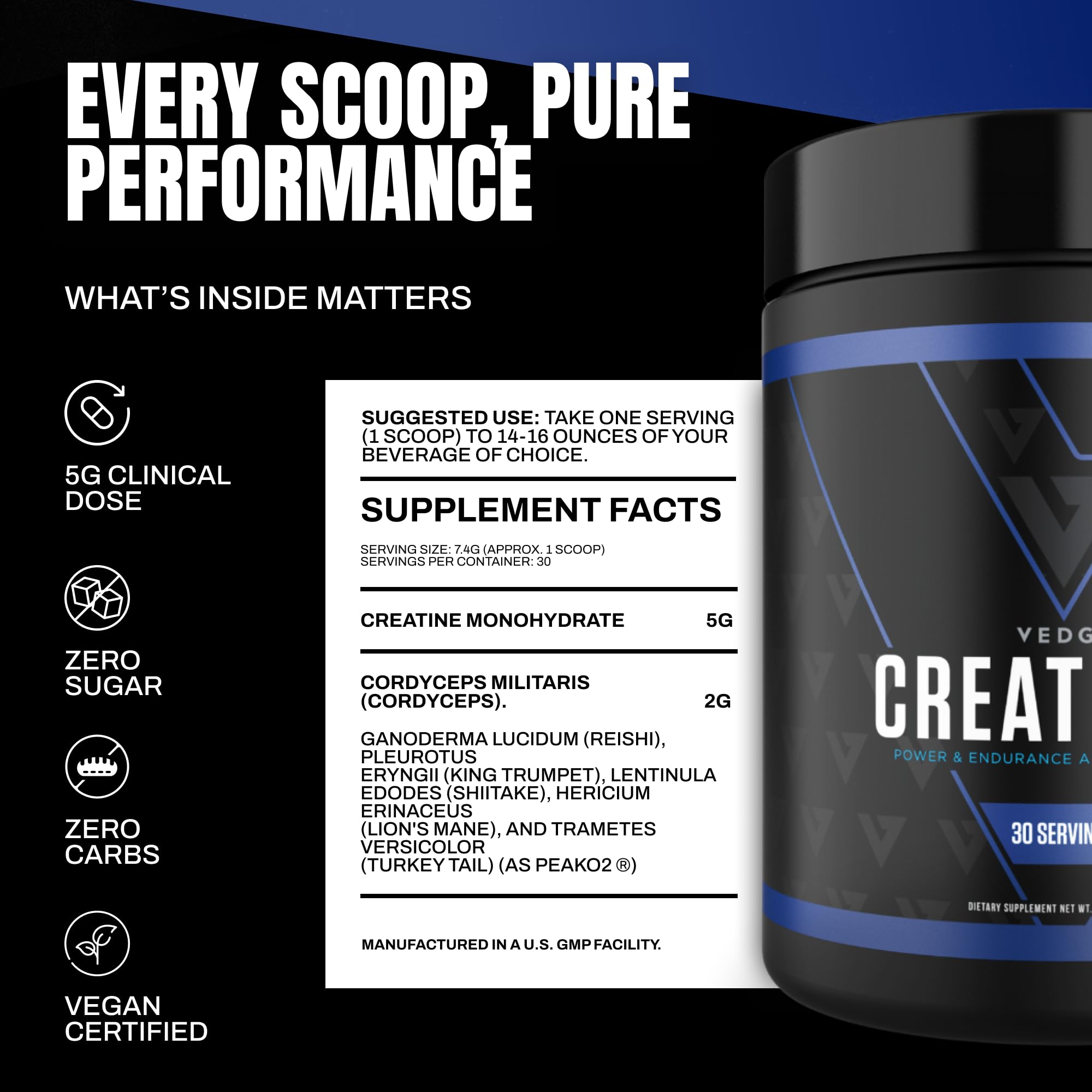 VEDGE Creatine+ supports athlete during intense workouts for improved stamina