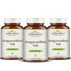 VEDIKROOTS Arogyavardhini Vati pack of 3 bottles for easy daily routines.