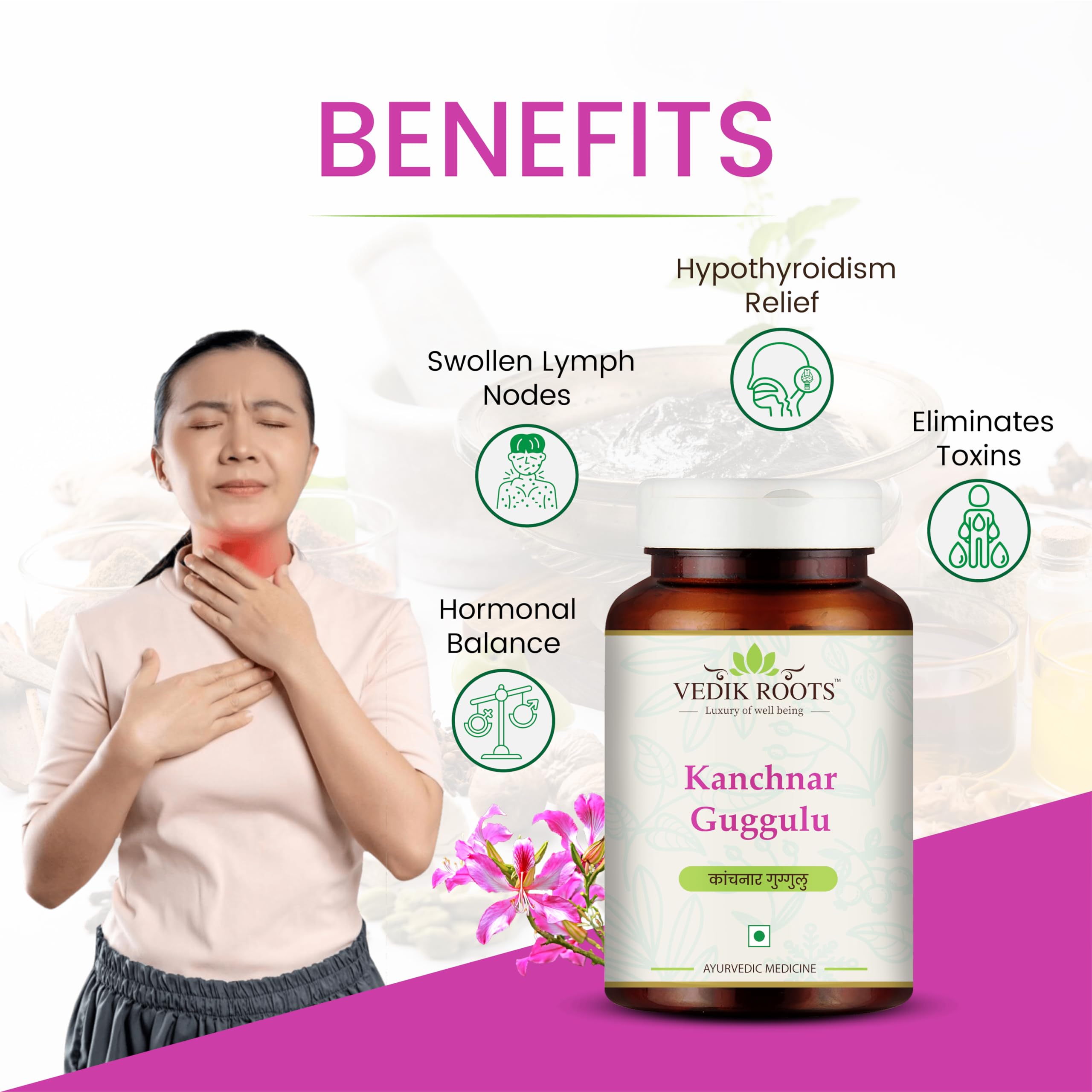 VEDIKROOTS Kanchnar Guggulu herbs ingredients preview for hormonal balance