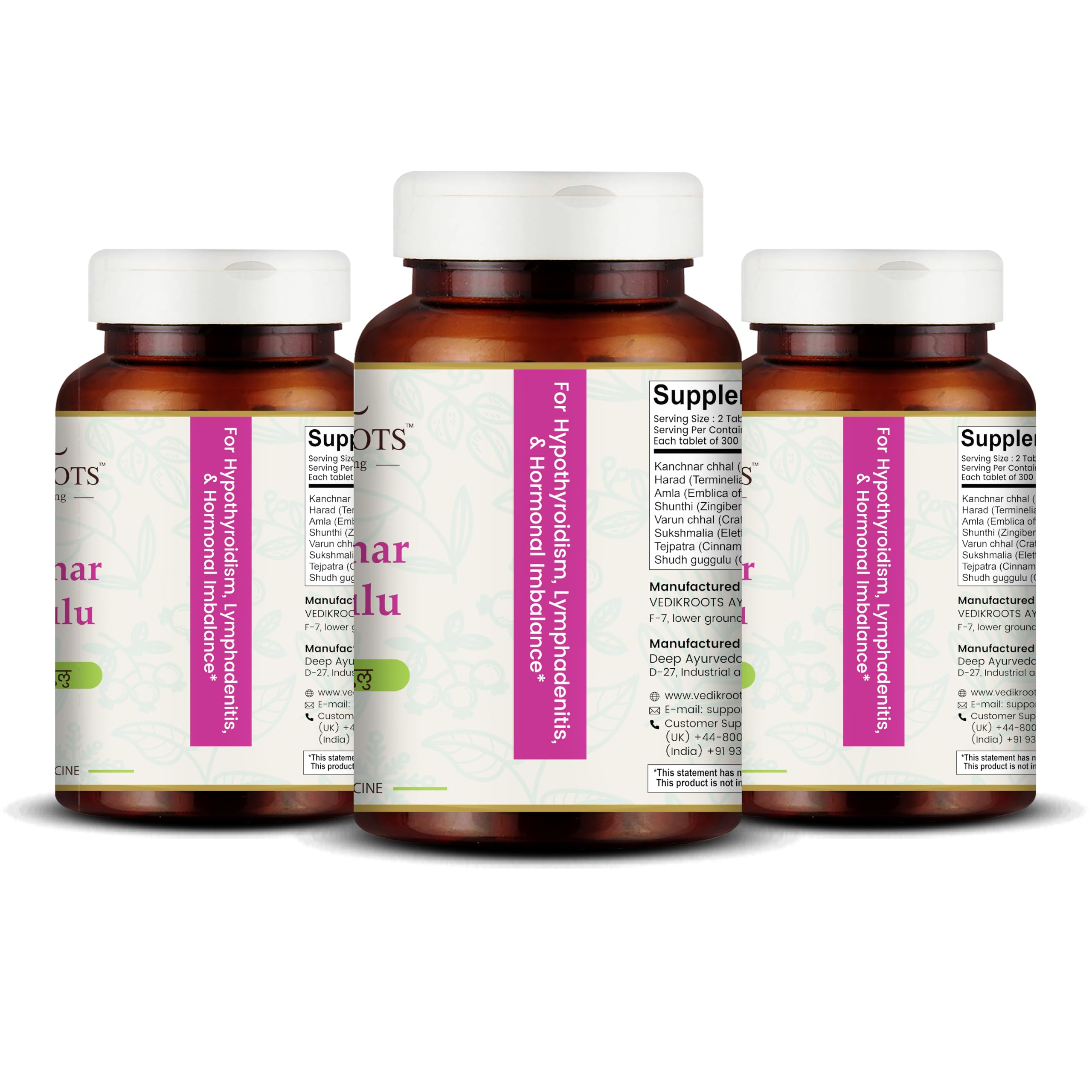 Label highlights ingredients and traditional Ayurvedic heritage for overall well-being