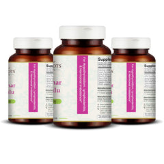 Label highlights ingredients and traditional Ayurvedic heritage for overall well-being