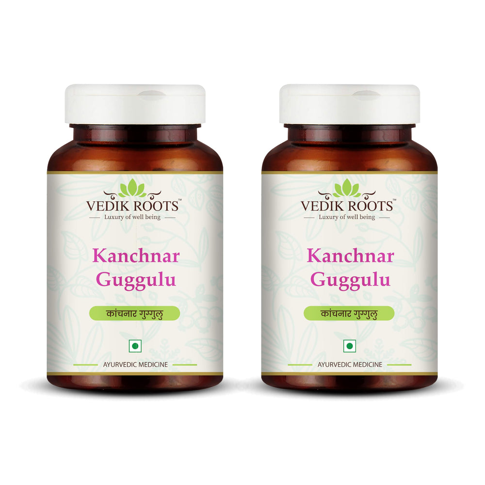 VEDIKROOTS Kanchnar Guggulu pack-shot highlighting thyroid support potential