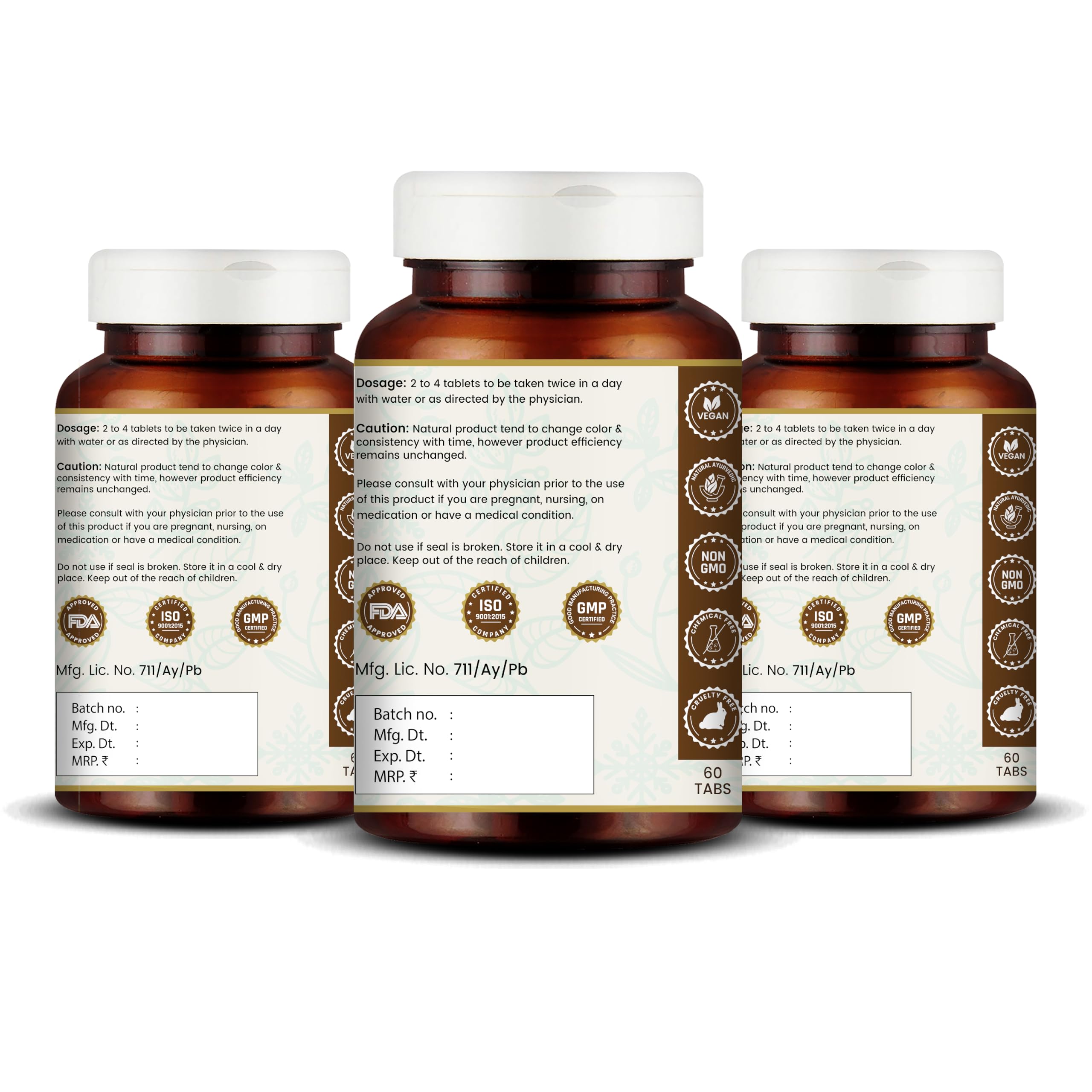 Close-up of VEDIKROOTS Punarnavadi Guggulu tablets for daily use