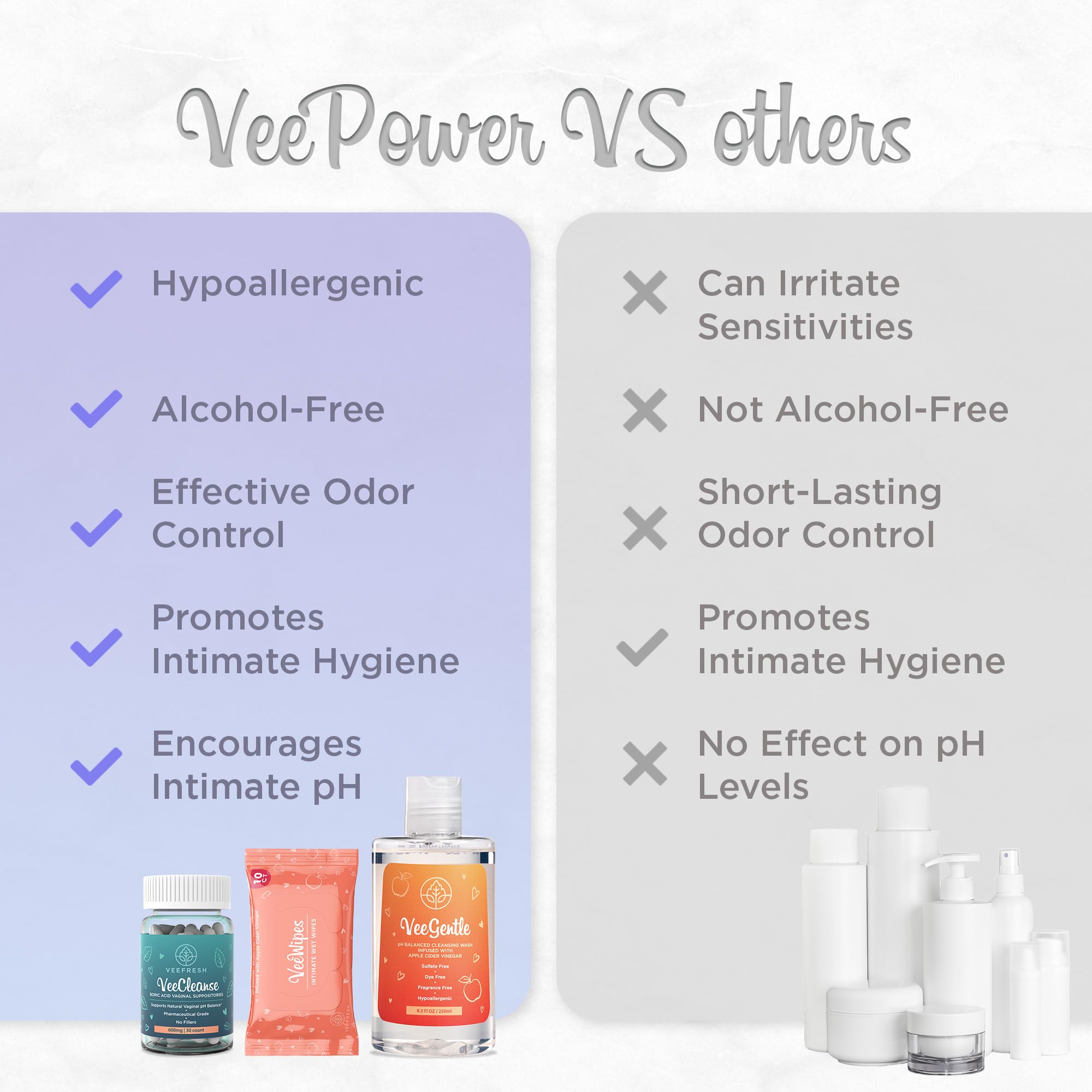 VeeFresh VeeCleanse suppositories close-up highlights discreet, convenient use.