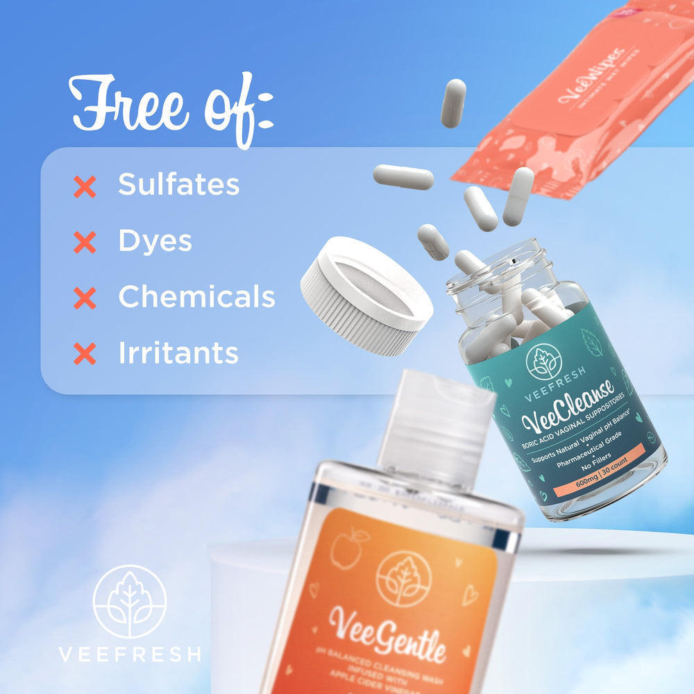 VeeFresh Veewipes on-the-go pack demonstrates on-the-go hygiene and gentle odor control.