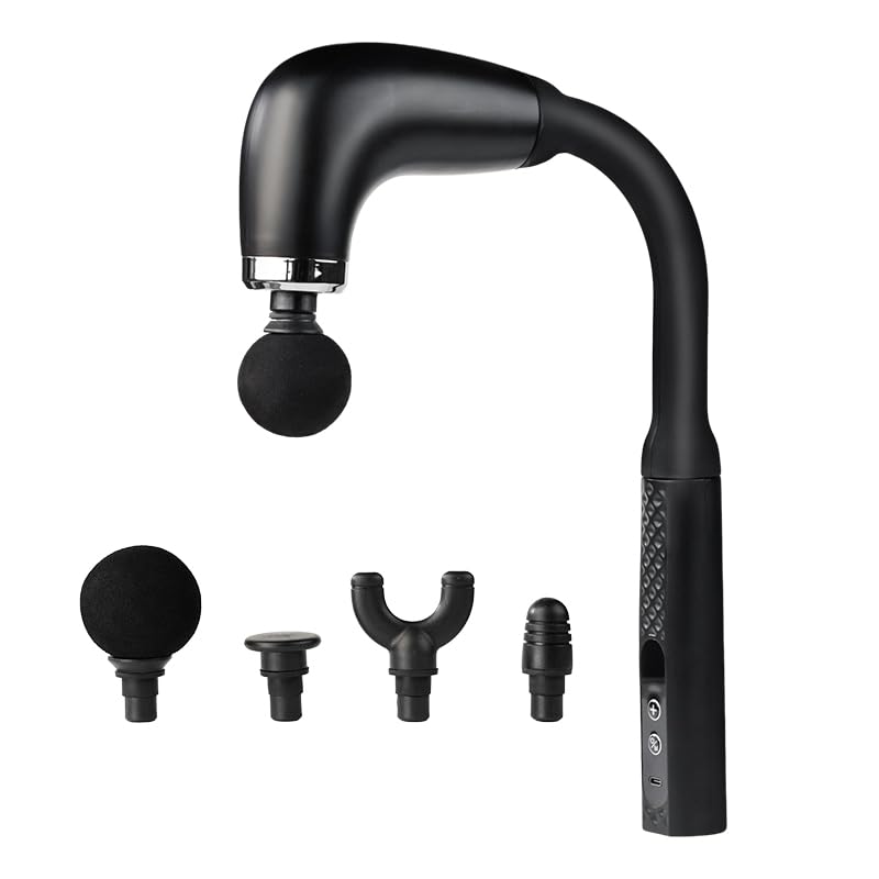 veefy deep tissue massage gun with long handle for easy back reach and tension relief