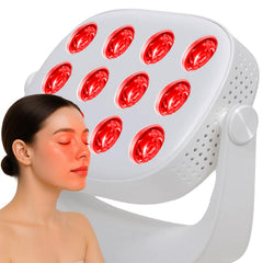 Veefy portable red-light device front view promoting at-home skin and recovery routines.