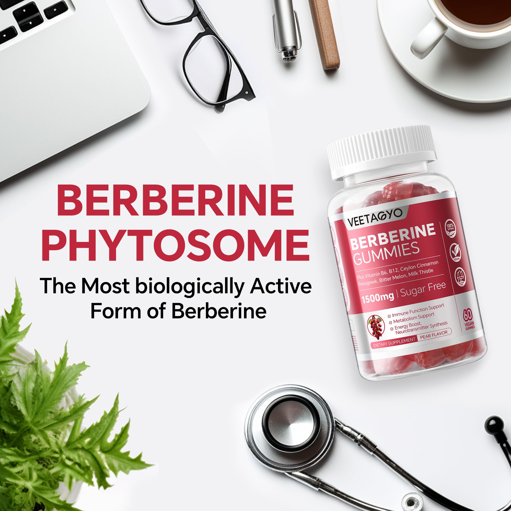 VEETAGYO berberine gummies turmeric-boosted appearance on display