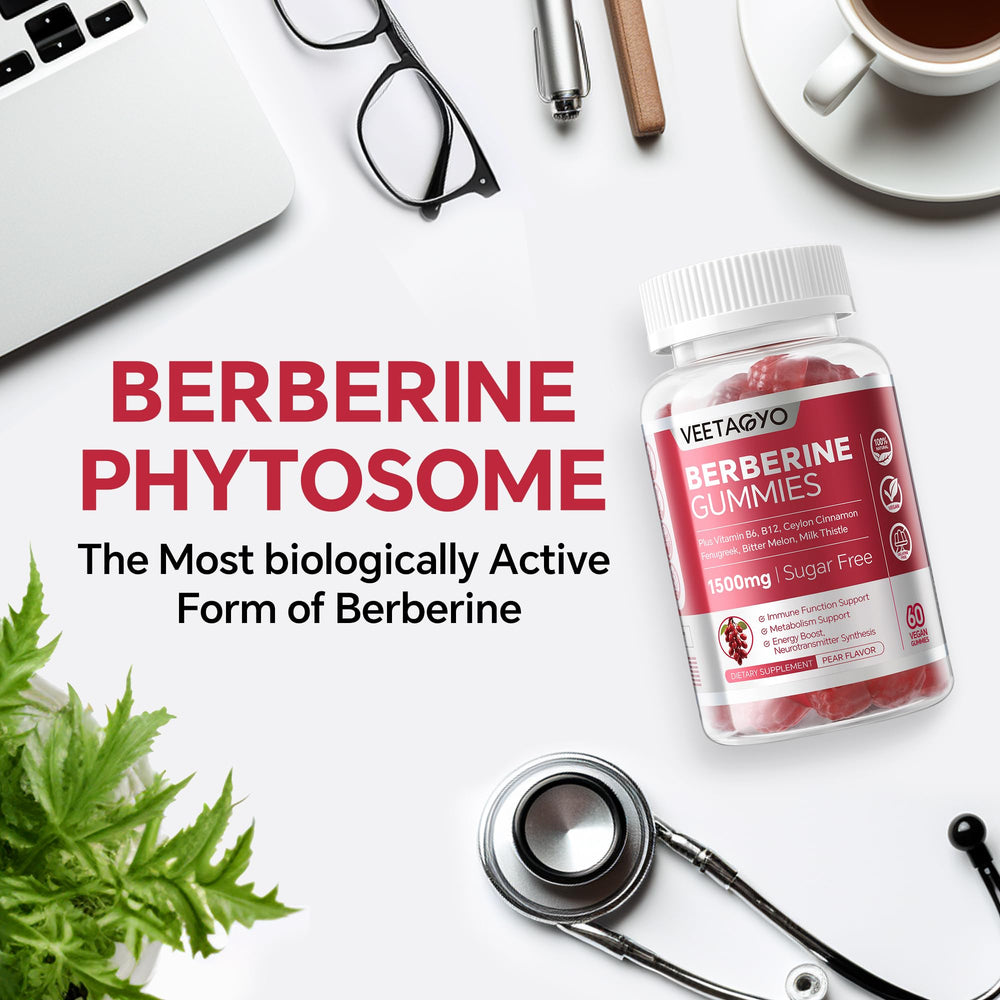 VEETAGYO berberine gummies turmeric-boosted appearance on display