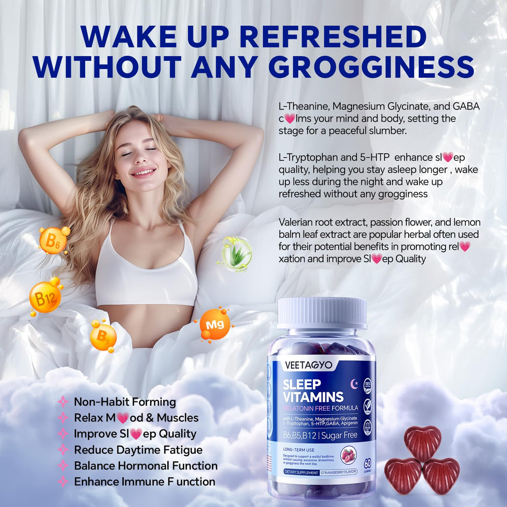 VEETAGYO ingredients panel with 5-HTP, GABA, L-Theanine, magnesium glycinate