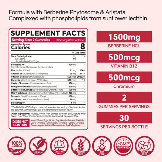 VEETAGYO sugar-free berberine gummies jar for convenient daily use