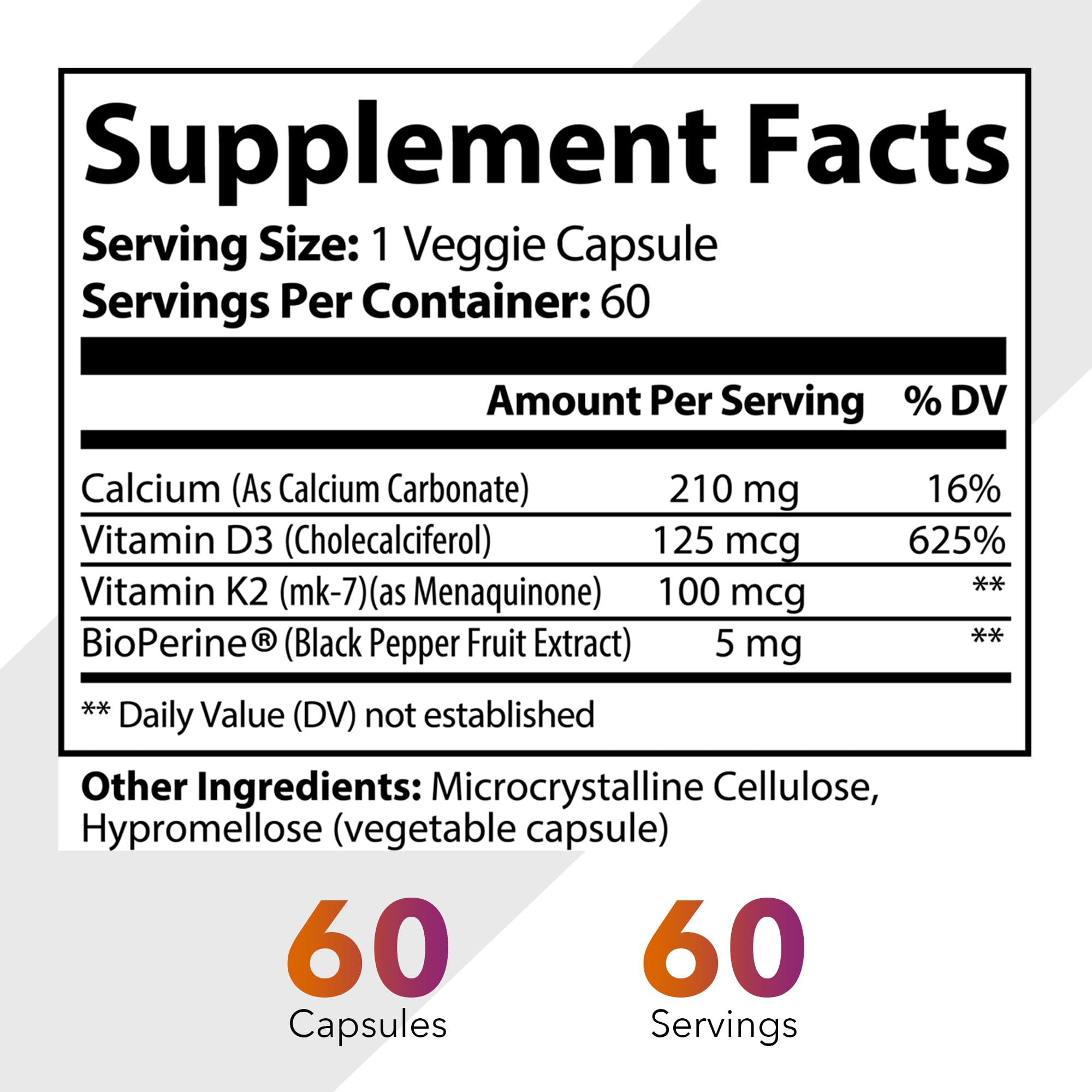 Veetify BioPerine label indicating enhanced absorption