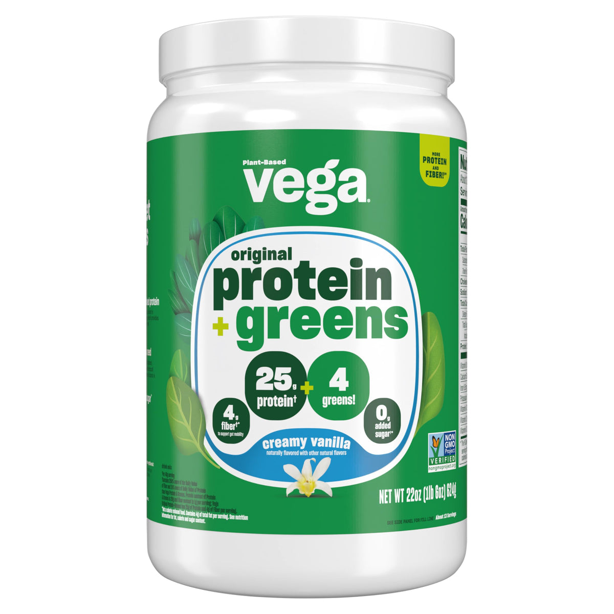 Vega Protein and Greens Vanilla bottle with shake-ready mix for a plant-based protein boost