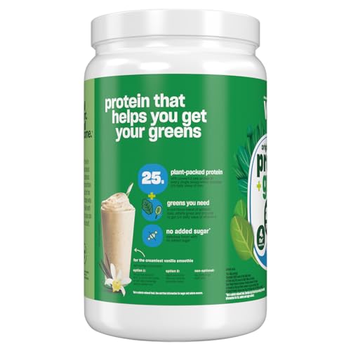Vega Protein and Greens Vanilla shake beside fresh ingredients for a wholesome smoothie