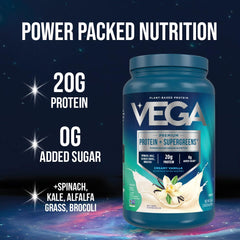 Scoop added to a blender for Vega Protein & Greens smoothie.