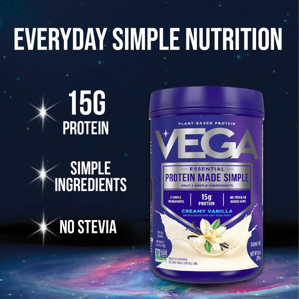 Prepared Vega Protein Made Simple shake in a glass showing mixability