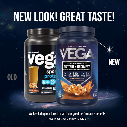 Vega Sport Peanut Butter protein shake in glass, ideal for post-workout recovery