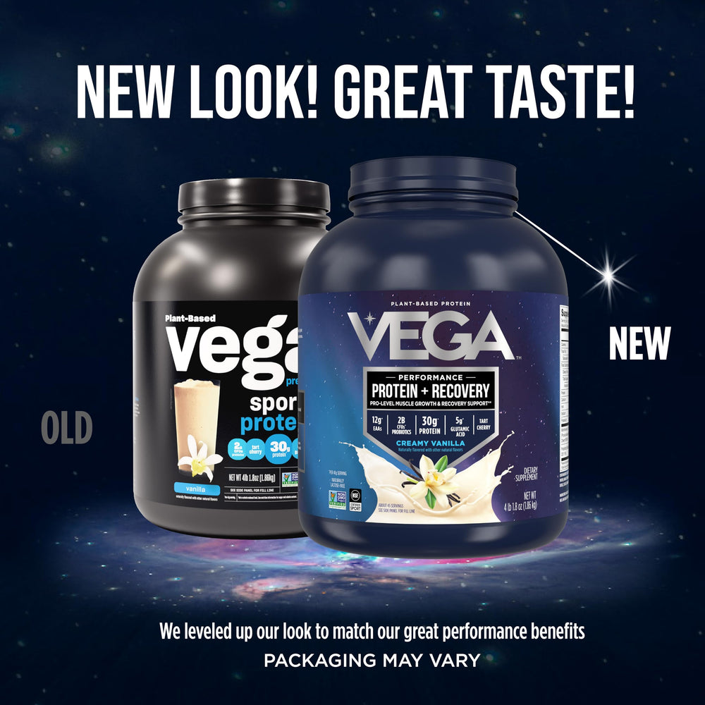Vega Sport Vanilla shake in glass showing smooth texture and creamy consistency.
