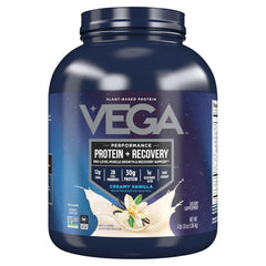 Vega Sport Vanilla tub displayed for post-workout refuel with plant-based protein.
