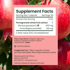 Vegan pomegranate capsules on clean background for daily antioxidant support.