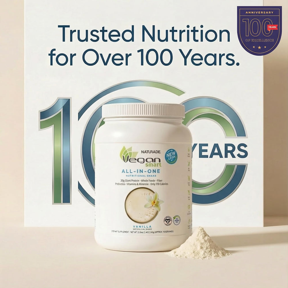 Vegansmart Naturade All-in-One Shake digestive enzymes close-up illustrating nutrient absorption aid.
