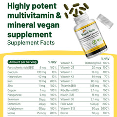 Vegan Vitality tablets lineup illustrating a comprehensive daily multivitamin for vegans.