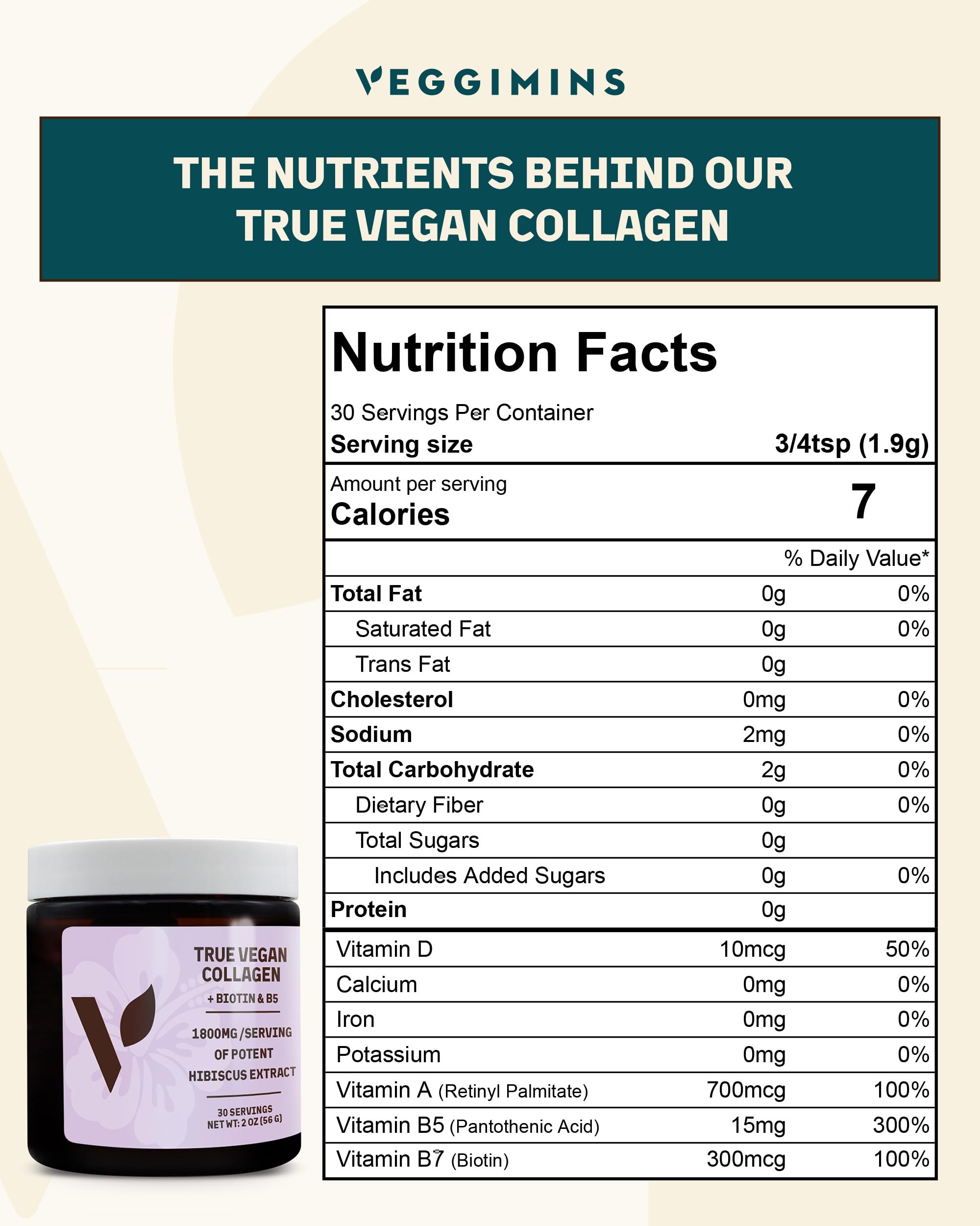 Hibiscus powder scoop showing the antioxidant rich Veggimins formula
