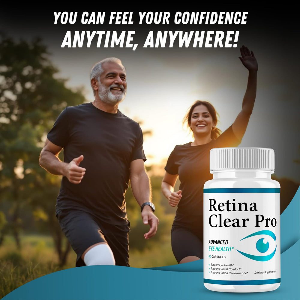 Hero shot of VegHerbs Retina Clear Pro bottle emphasizing convenient daily dosing.