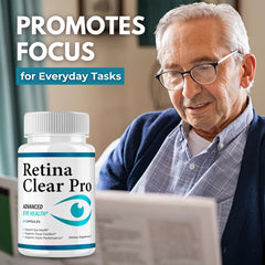 Close-up of VegHerbs Retina Clear Pro capsules showing natural ingredients.