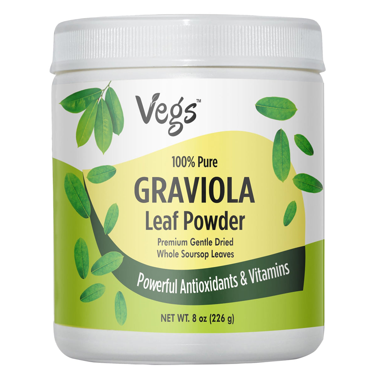 Vegs Graviola leaf powder 8oz packaging, ideal for daily smoothies.