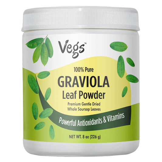 Vegs Graviola leaf powder 8oz packaging, ideal for daily smoothies.