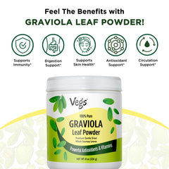 Vegs Graviola leaf powder steeped as tea, gentle energy boost.