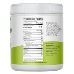 Vegs Moringa Powder jar on a kitchen counter highlighting nutrition.