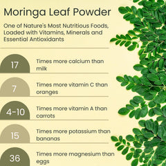 Vegs Moringa Powder poured into water for quick dissolving mix.