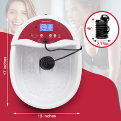 Veicomtech Foot basin with accessories layout illustrates a complete home spa kit
