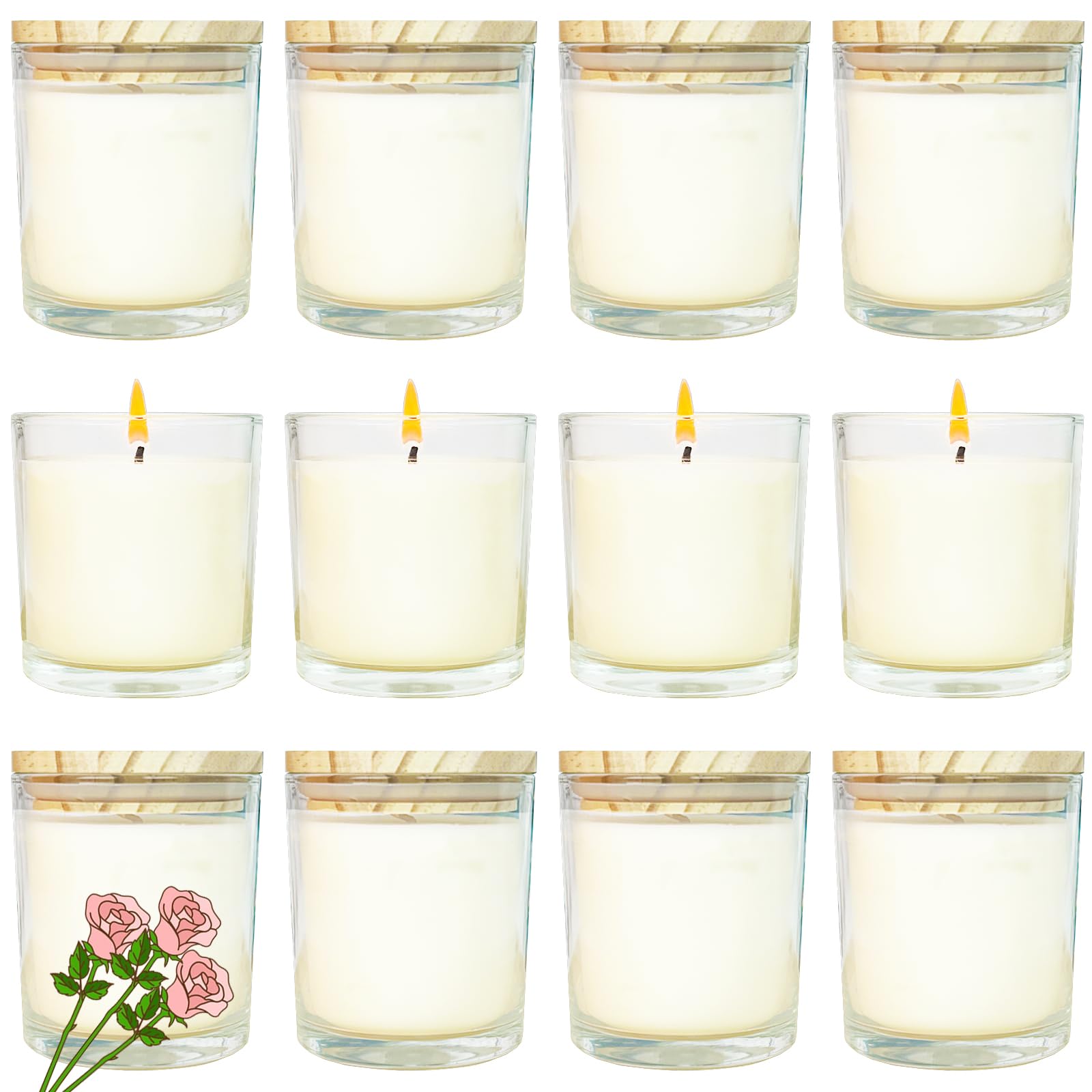 Veiuwa rose-scented mini candles in 6 oz jars for intimate evenings.