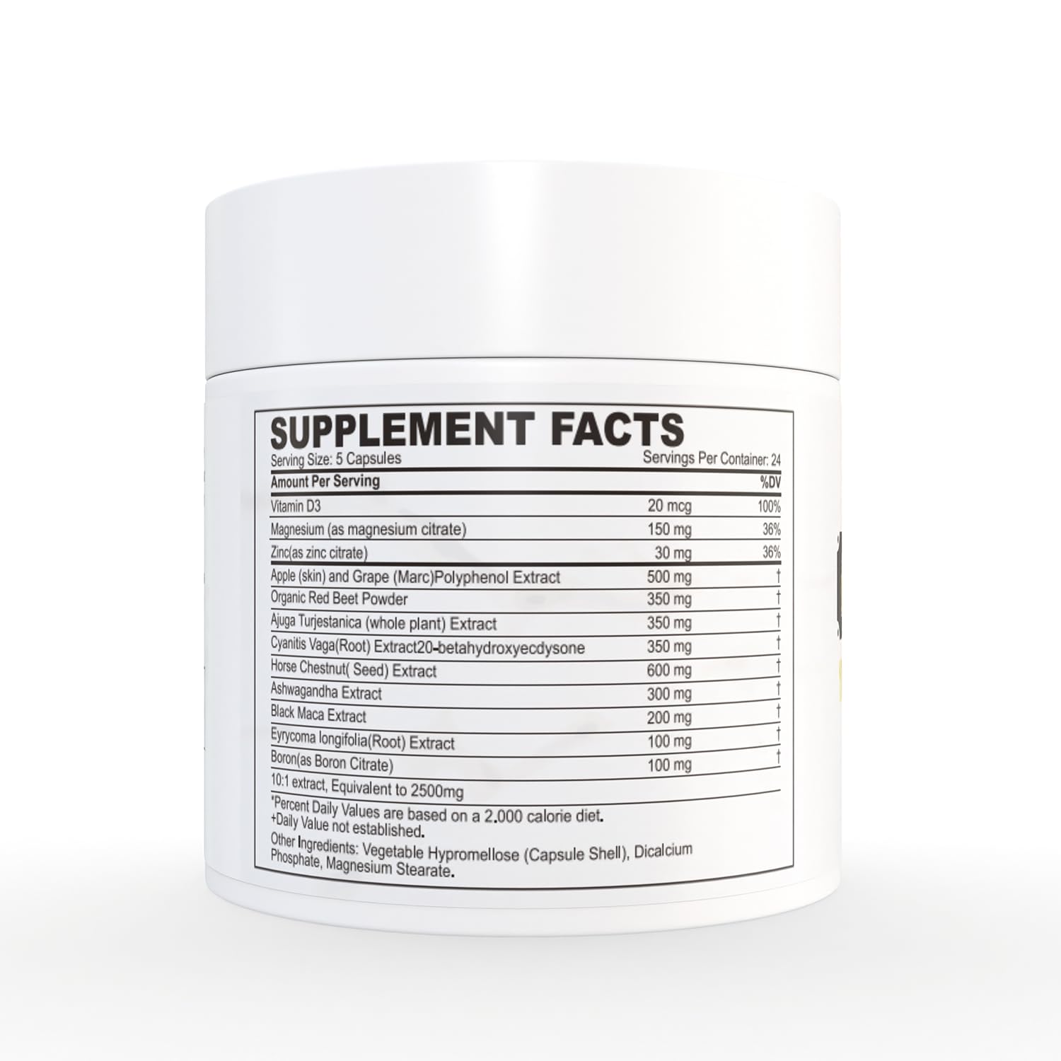 Velmira King Maker recommended daily dosage shown beside a glass of water