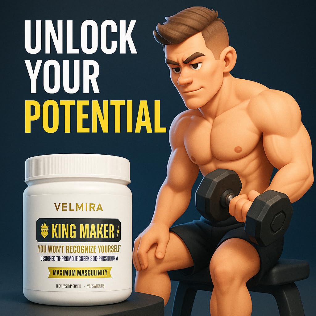 Velmira King Maker packaging shows Tongkat Ali and Maca for energy and endurance