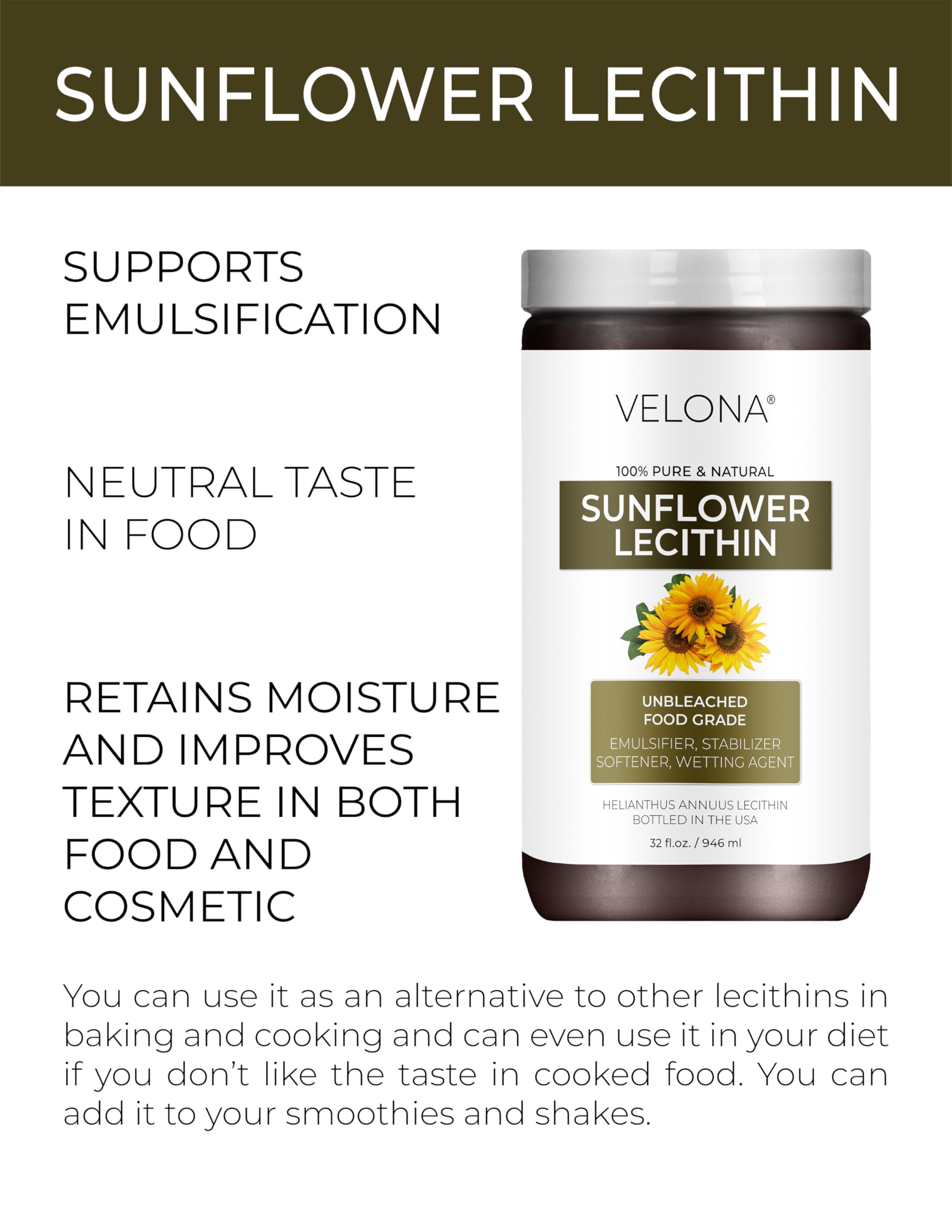 Velona Lecithin emulsification action showing smooth blend in a mixture.