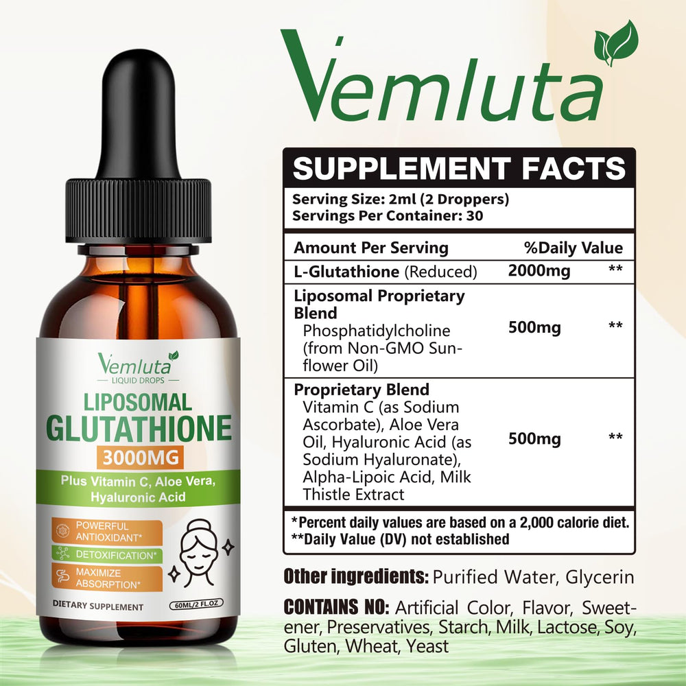 Vemluta glutathione drops dropper for precise dosing and easy use
