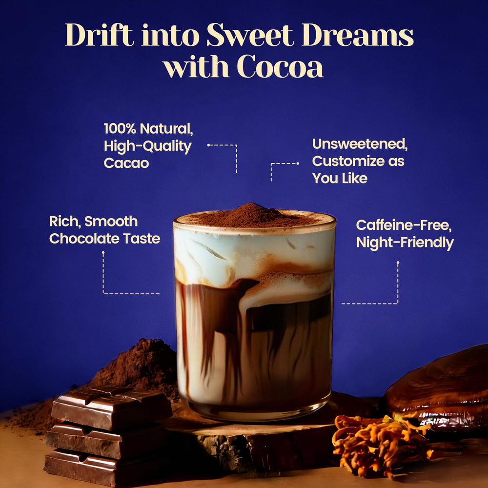 Venture Pal mushroom cocoa ingredients label highlights adaptogenic blend.