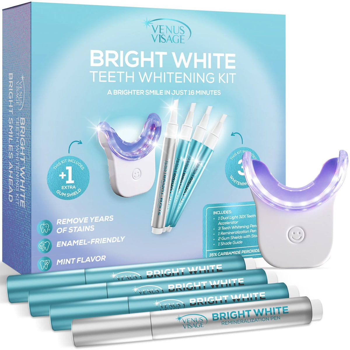 Venus Visage teeth whitening kit with LED device for a brighter home smile