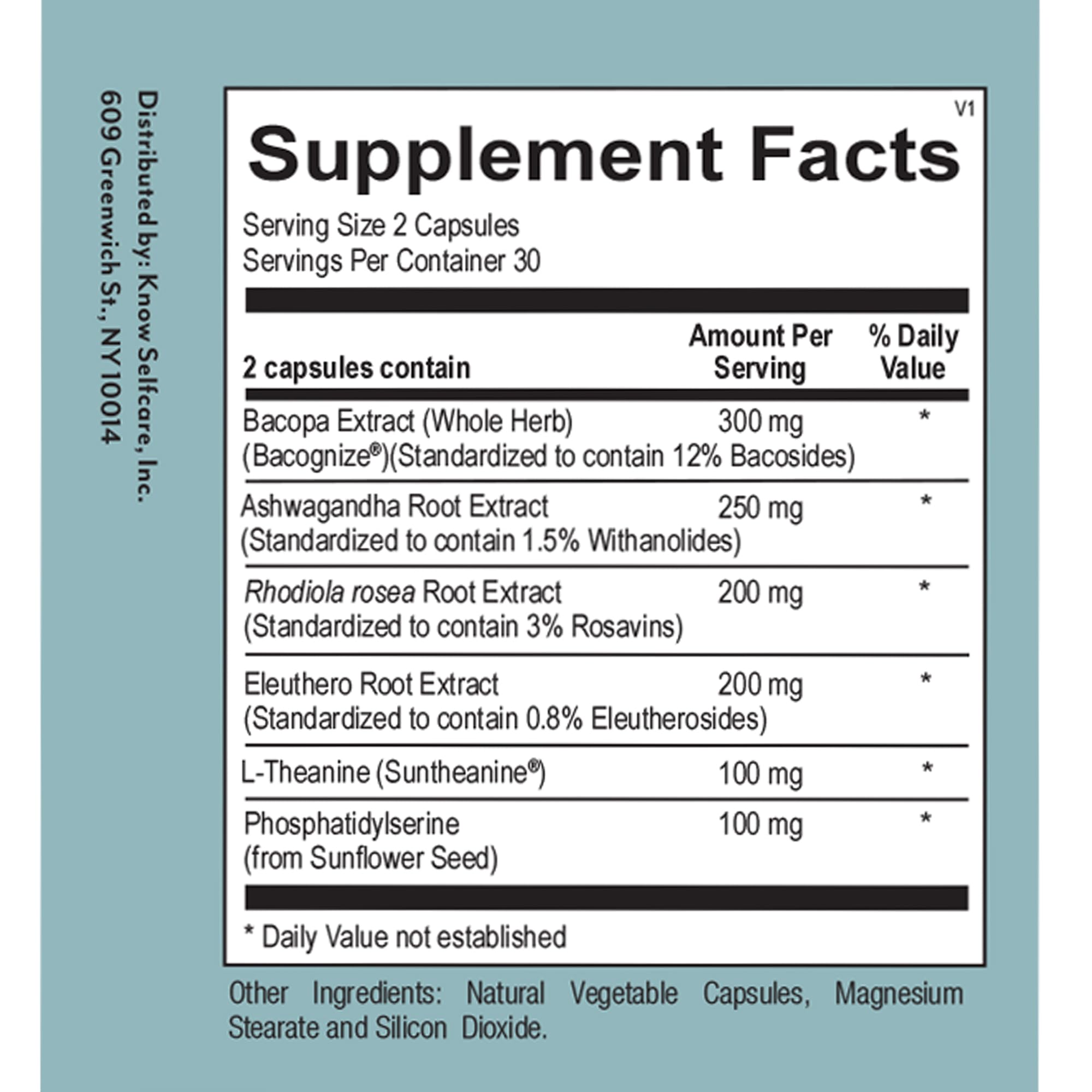 Veracity SelfCare Cortisol Calming capsules close-up highlighting adaptogen blend for stress resilience.