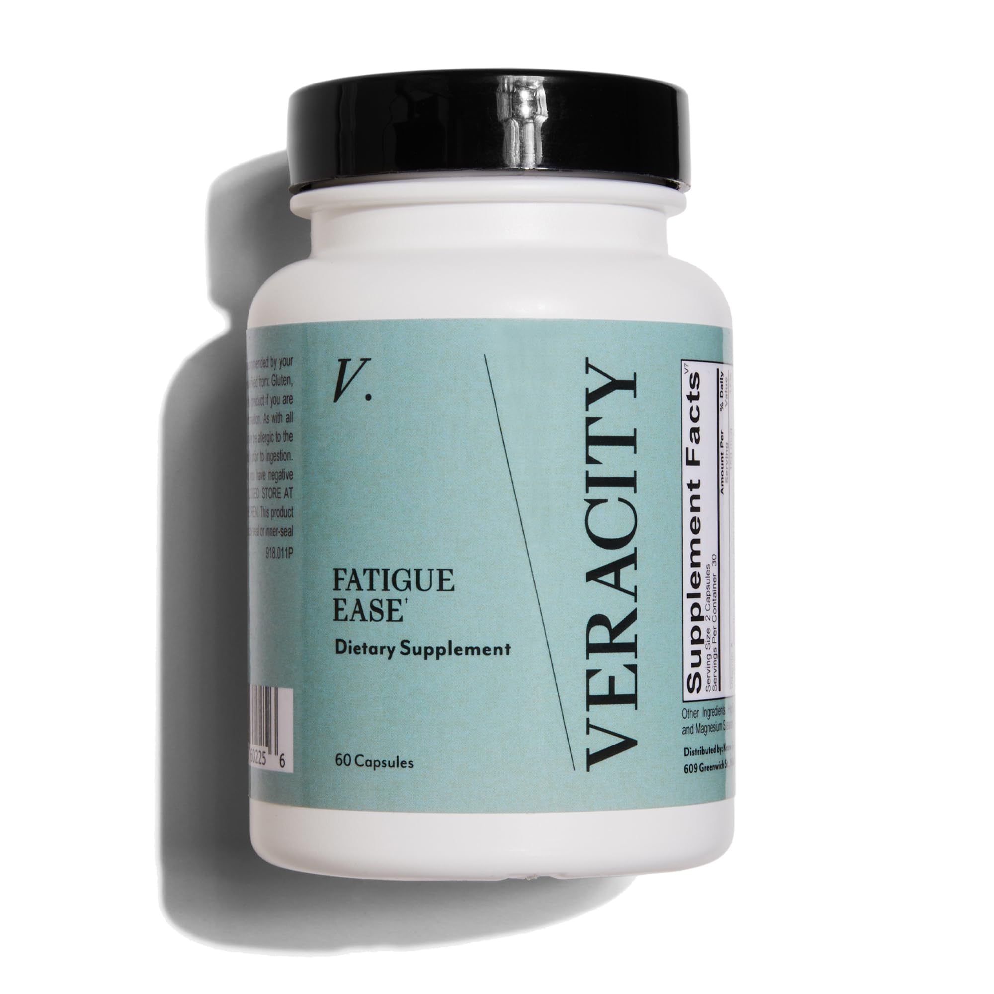 VERACITY SELFCARE Fatigue Ease bottle showing adrenal support formula for balanced energy