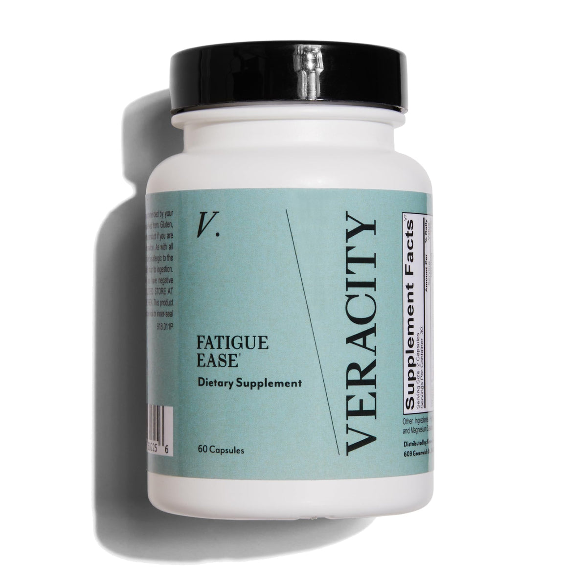 VERACITY SELFCARE Fatigue Ease bottle showing adrenal support formula for balanced energy
