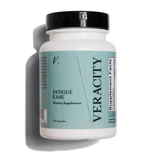 VERACITY SELFCARE Fatigue Ease bottle showing adrenal support formula for balanced energy